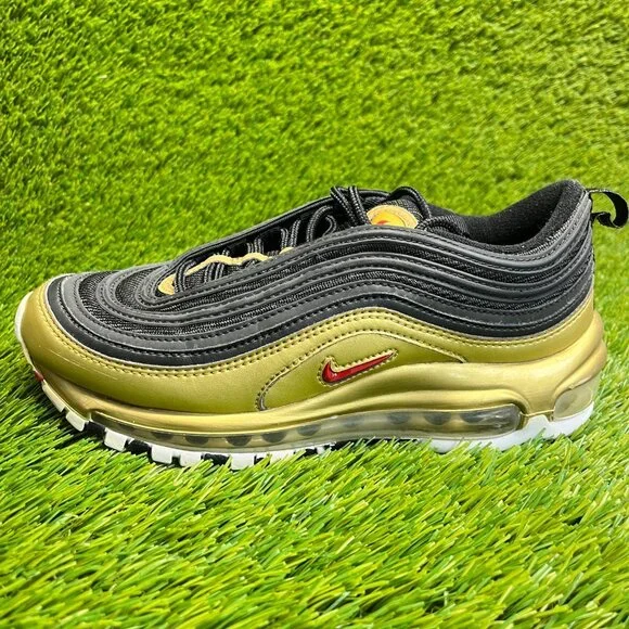 Nike Air Max 97 QS Boys Size 5.5Y Gold Black Walking Running Shoes Sneakers - Picture 3 of 10